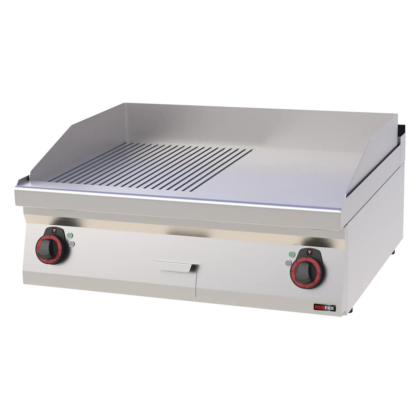 Fry-top griddle plate 80x51 electric combined without cabinet 400 V | REDFOX - FTHR 70/08 E