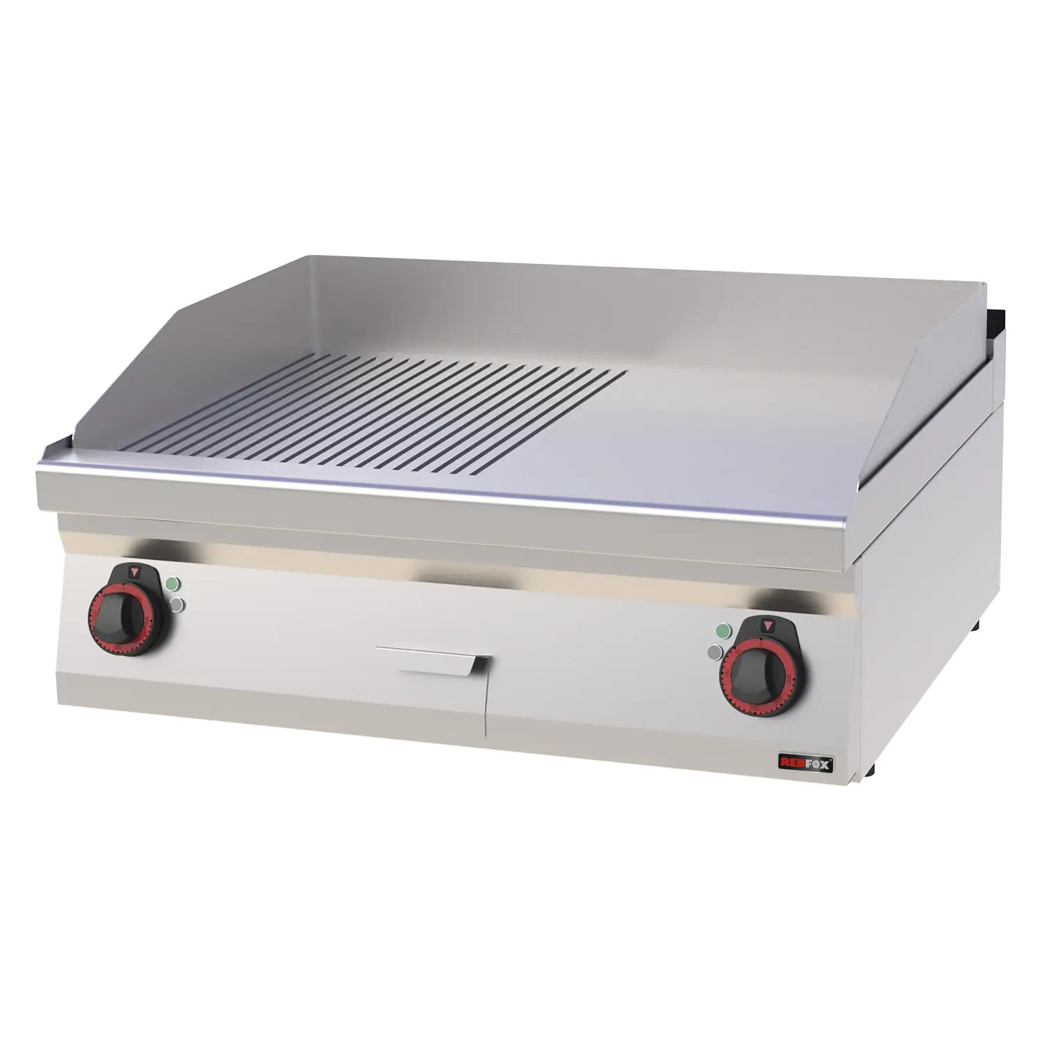 Fry-top griddle plate 80x51 electric combined without cabinet 400 V | REDFOX - FTHR 70/08 E