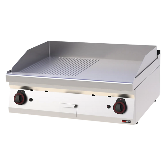 Fry-top griddle plate 80x51 gas combined without cabinet | REDFOX - FTHR 70/08 G