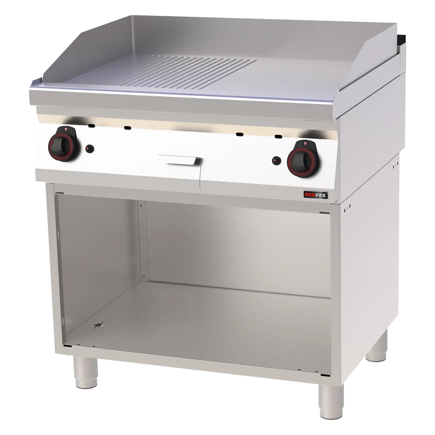 Fry-top griddle plate 80x51 gas combined on open cabinet | REDFOX - FTHR 70/80 G