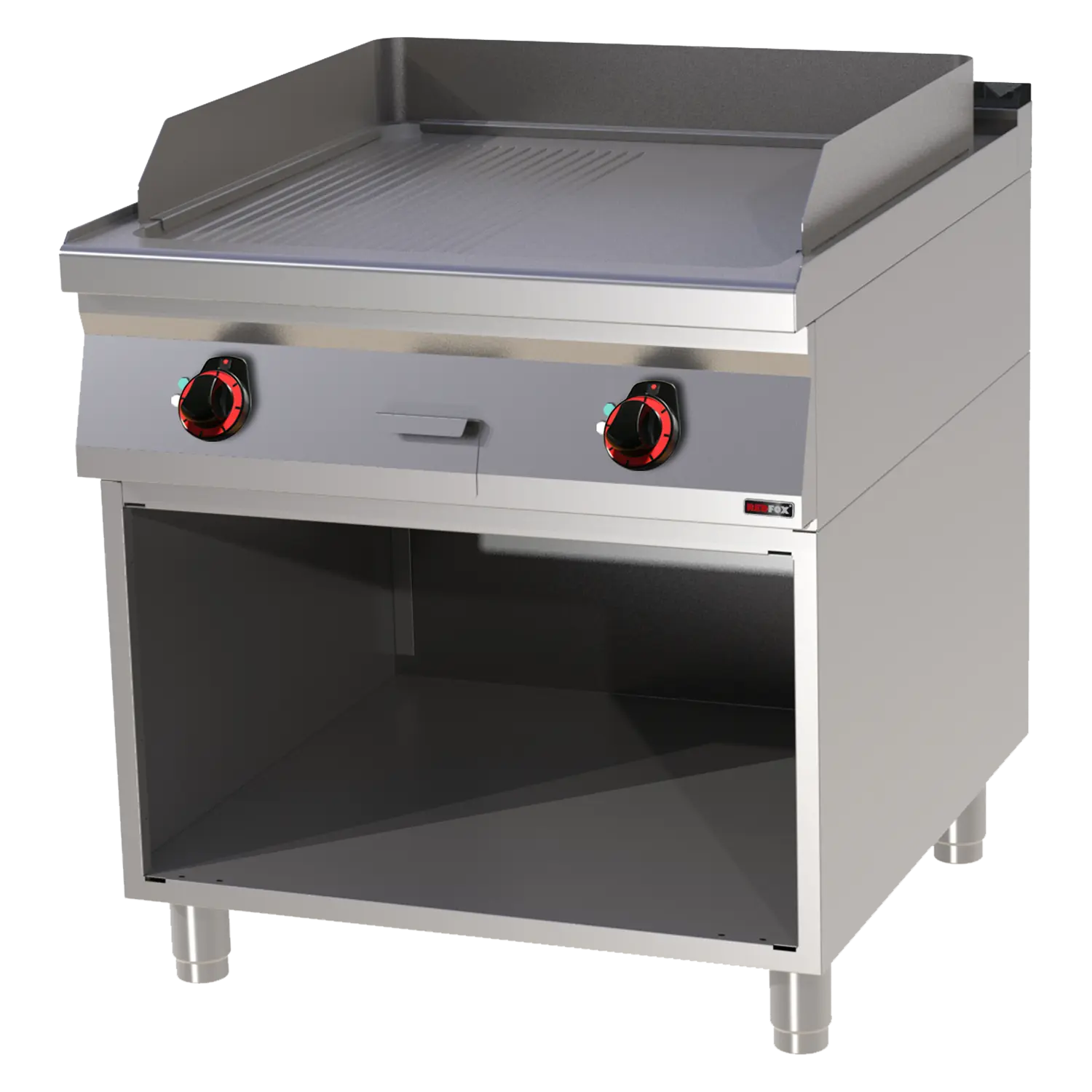 Fry-top griddle plate 71x65 electric combined on open cabinet 400 V | REDFOX - FTHR 90/80 E