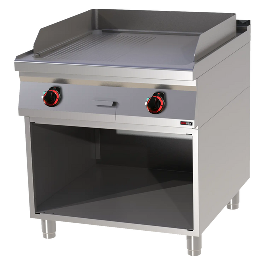 Fry-top griddle plate 71x65 electric combined on open cabinet 400 V | REDFOX - FTHR 90/80 E