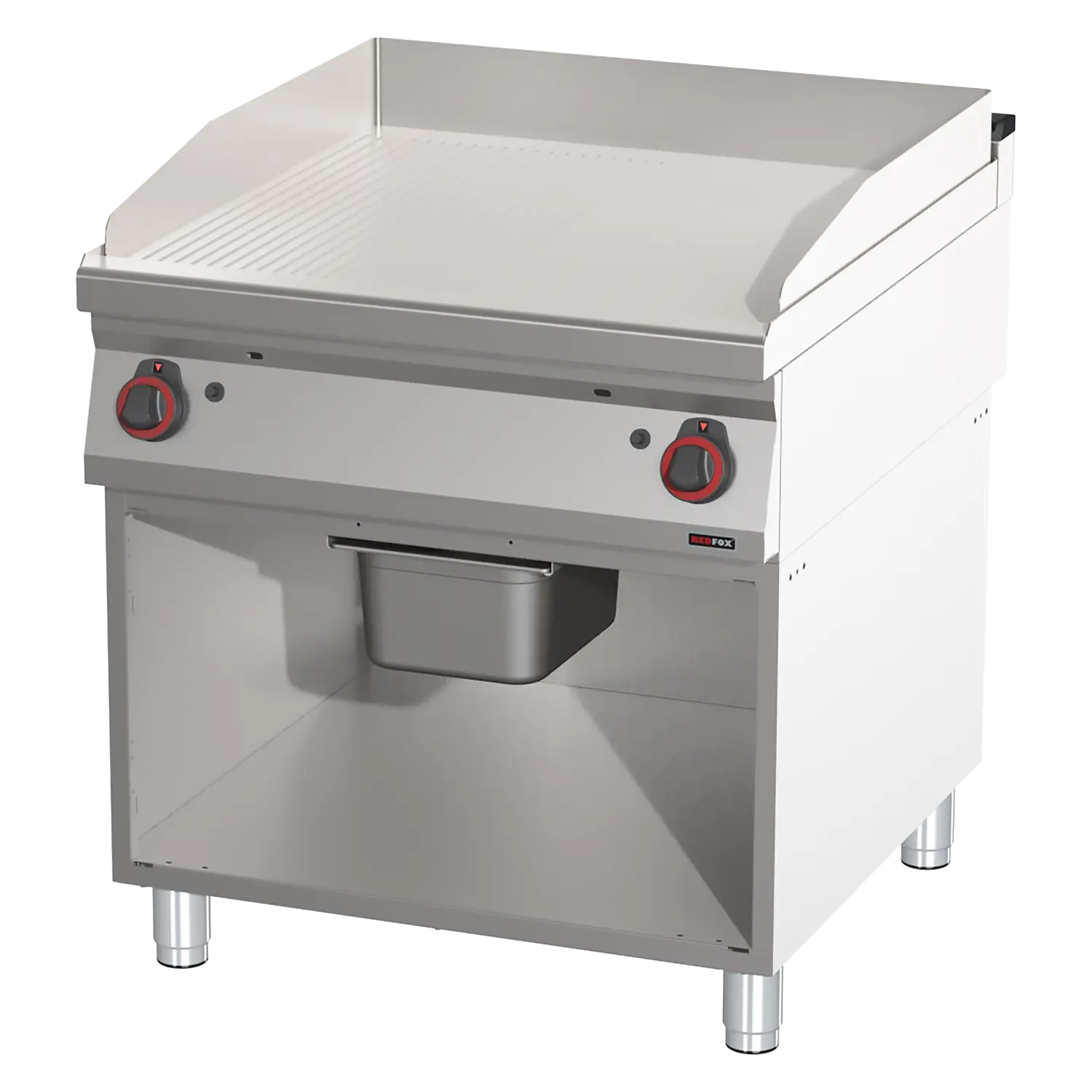 Fry-top griddle plate smooth/grooved | REDFOX - FTHR 90/80 G