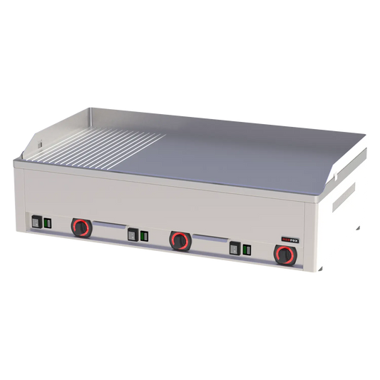 Fry-top griddle plate 97x48 electric combined counter top 400 V | REDFOX - FTHR 90 E