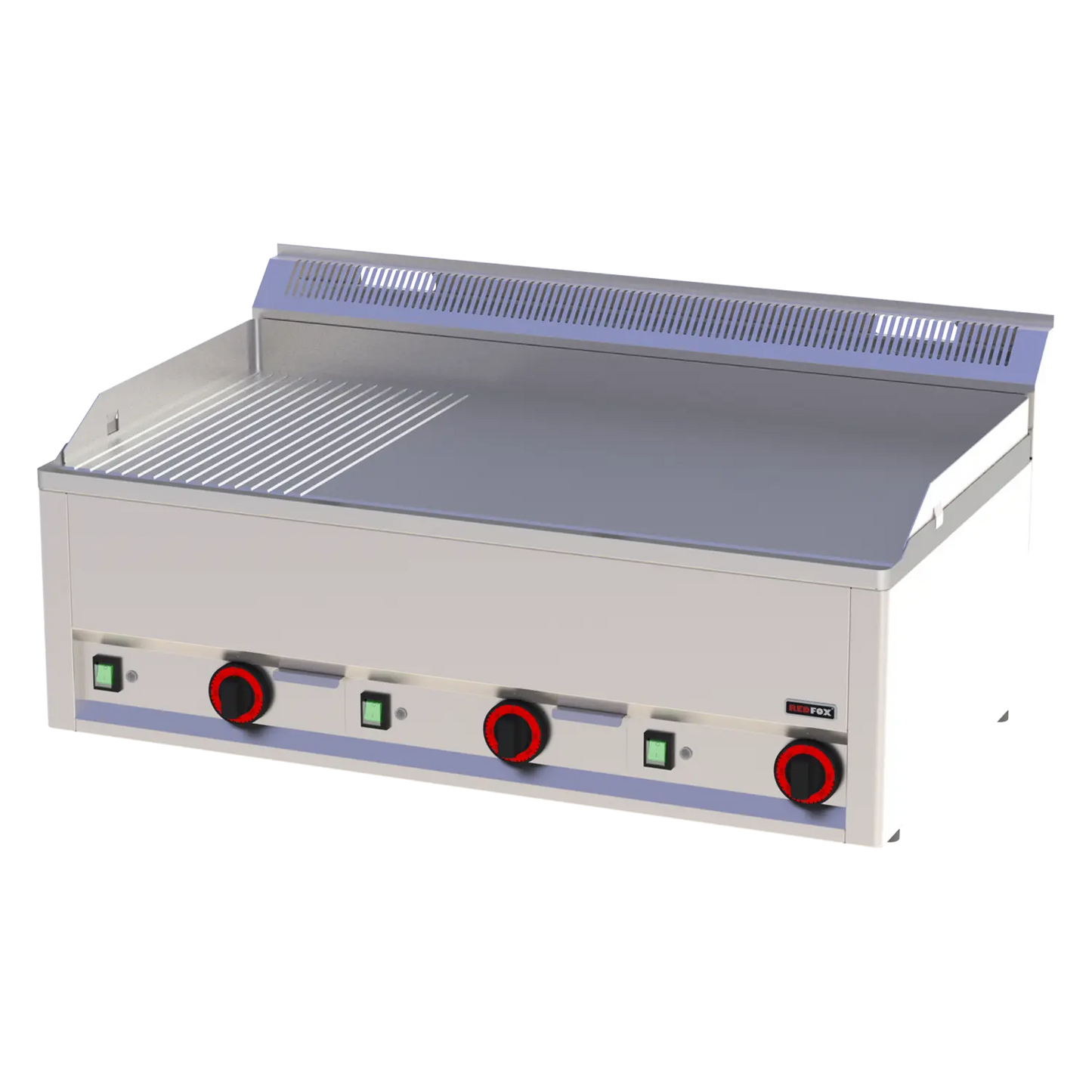 Fry-top griddle plate 97x48 electric combined without cabinet 400 V | REDFOX - FTHR 90 EL