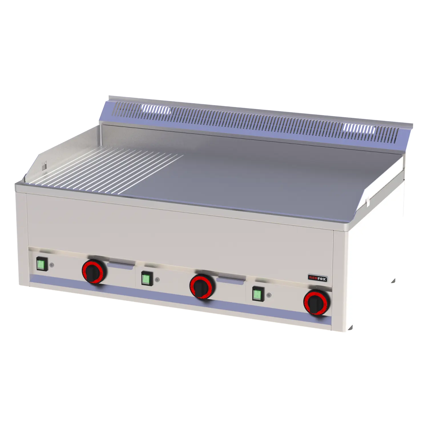 Fry-top griddle plate 97x48 electric combined without cabinet 400 V | REDFOX - FTHR 90 EL
