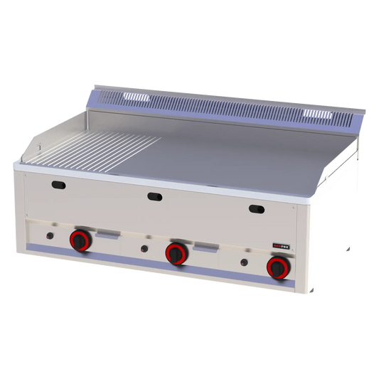 Fry-top griddle plate 97x48 gas combined without cabinet | REDFOX - FTHR 90 GL