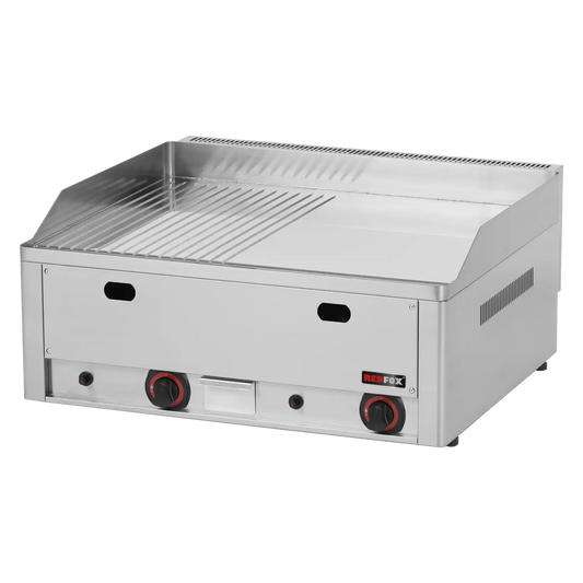 Fry-top griddle plate 65x48 gas chromed combined counter top | REDFOX - FTHRC 60 G