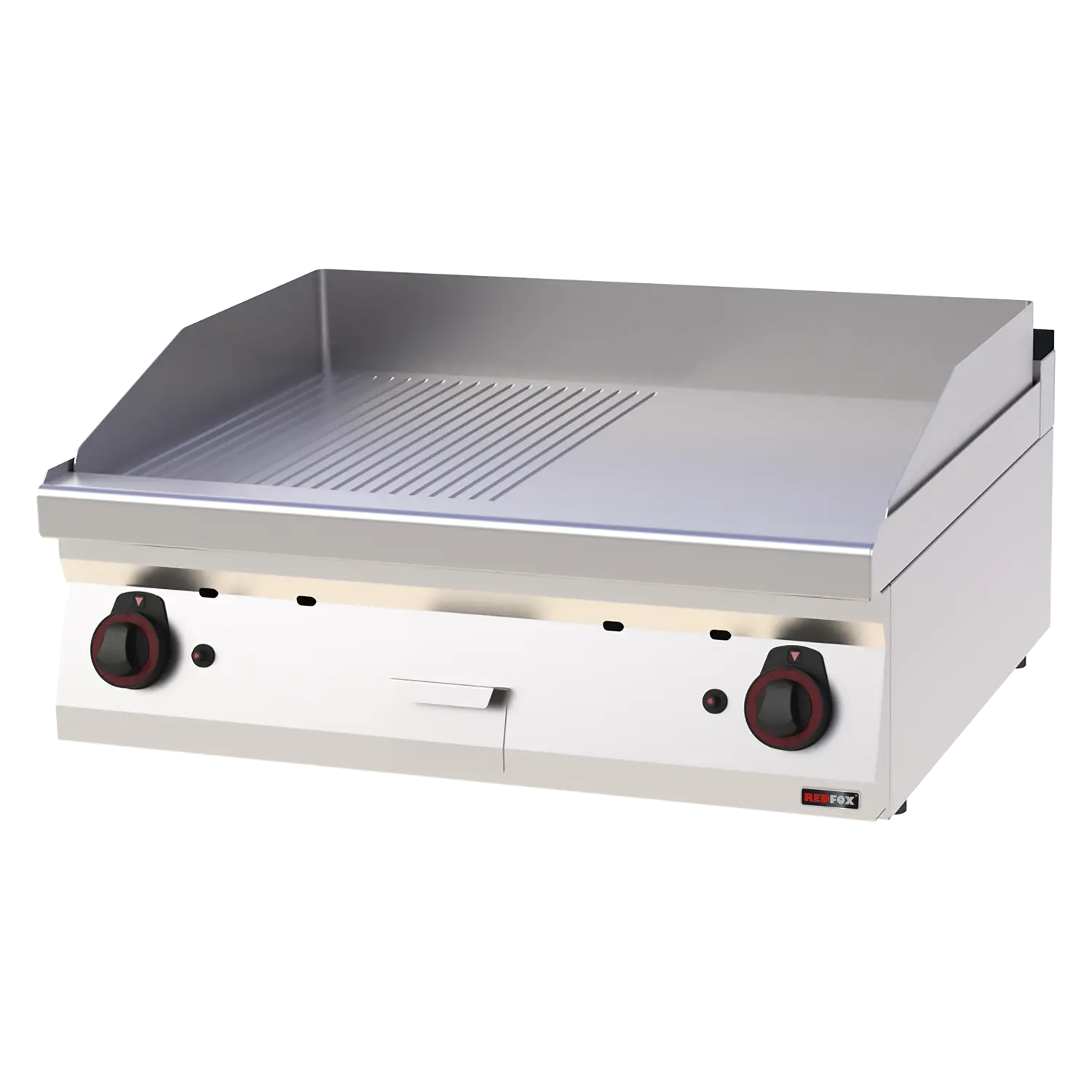 Fry-top griddle plate 80x51 gas chromed combined without cabinet | REDFOX - FTHRC 70/08 G