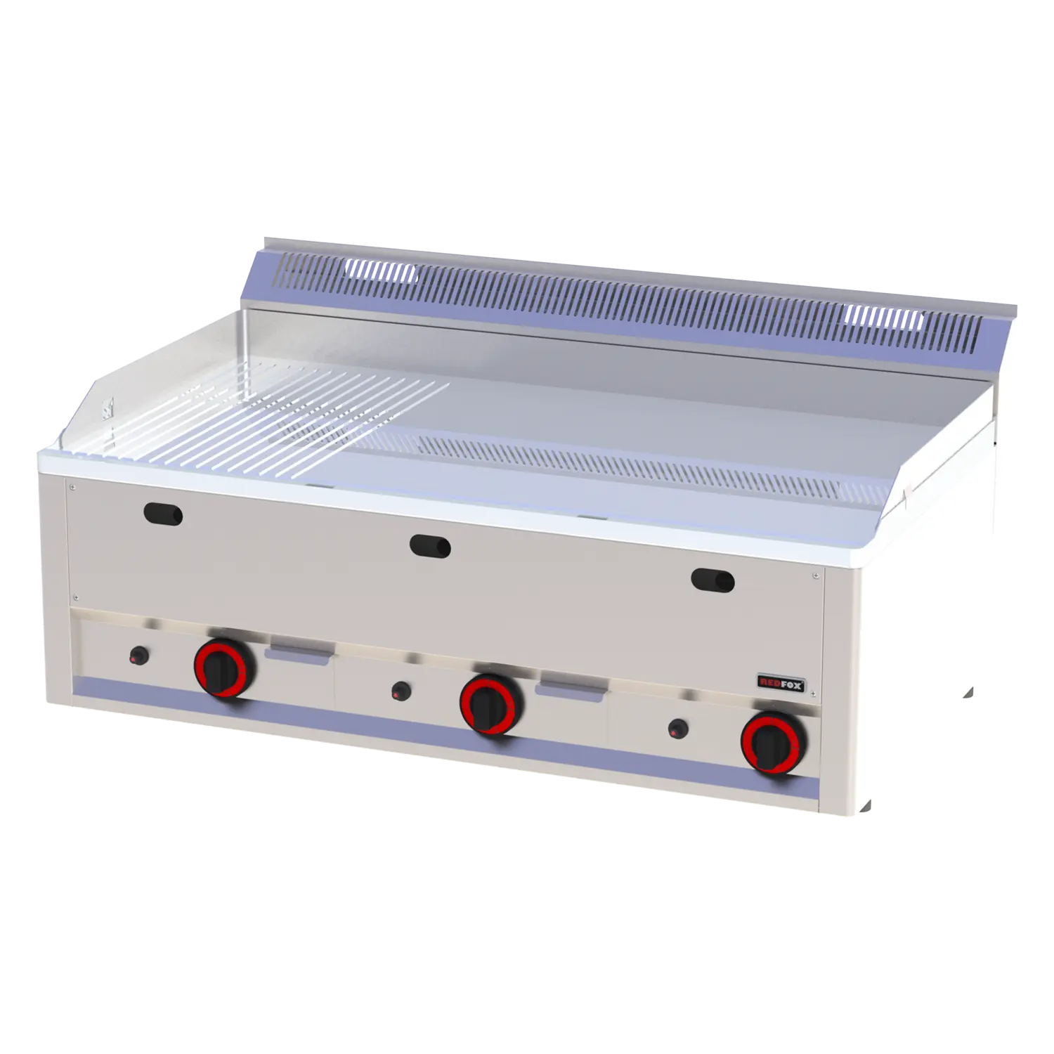 Fry-top griddle plate 97x48 gas chromed combined without cabinet | REDFOX - FTHRC 90 GL
