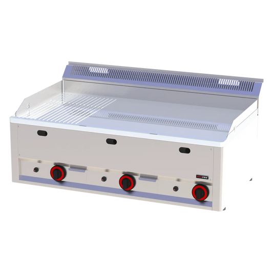 Fry-top griddle plate 97x48 gas chromed combined without cabinet | REDFOX - FTHRC 90 GL