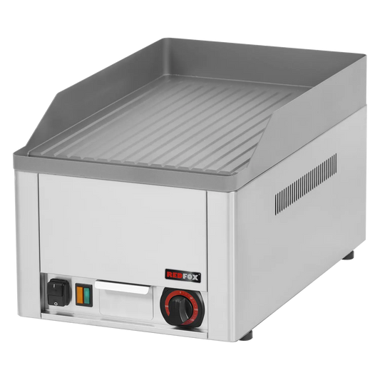 Fry-top griddle plate 32x48 electric grooved counter top 230 V | REDFOX - FTR 30 E