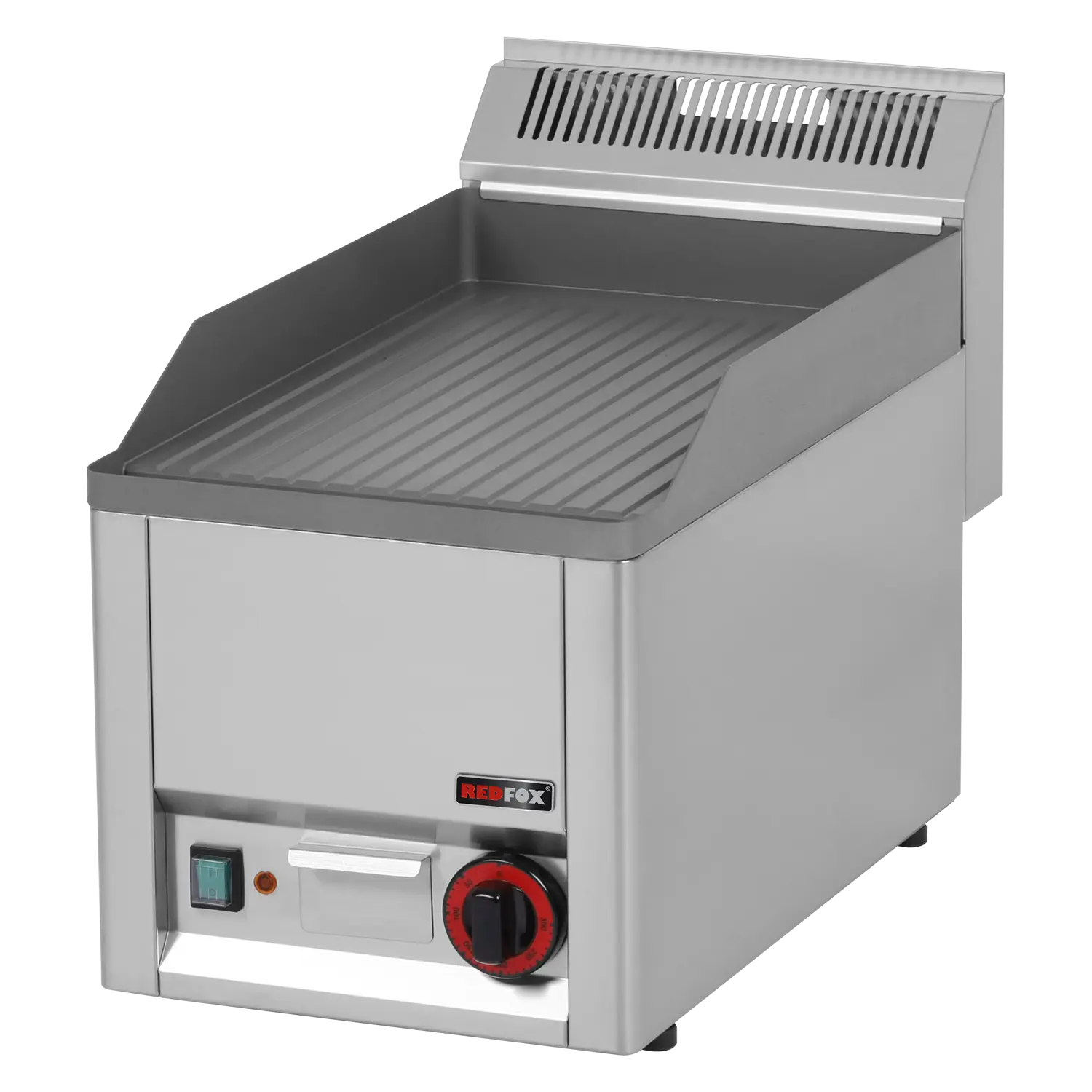 Fry-top griddle plate 32x48 electric grooved without cabinet 230 V | REDFOX - FTR 30 EL