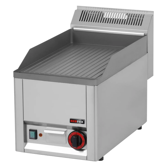 Fry-top griddle plate 32x48 electric grooved without cabinet 230 V | REDFOX - FTR 30 EL