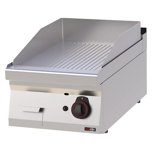 Fry-top griddle plate 40x51 gas grooved without cabinet | REDFOX - FTR 70/04 G