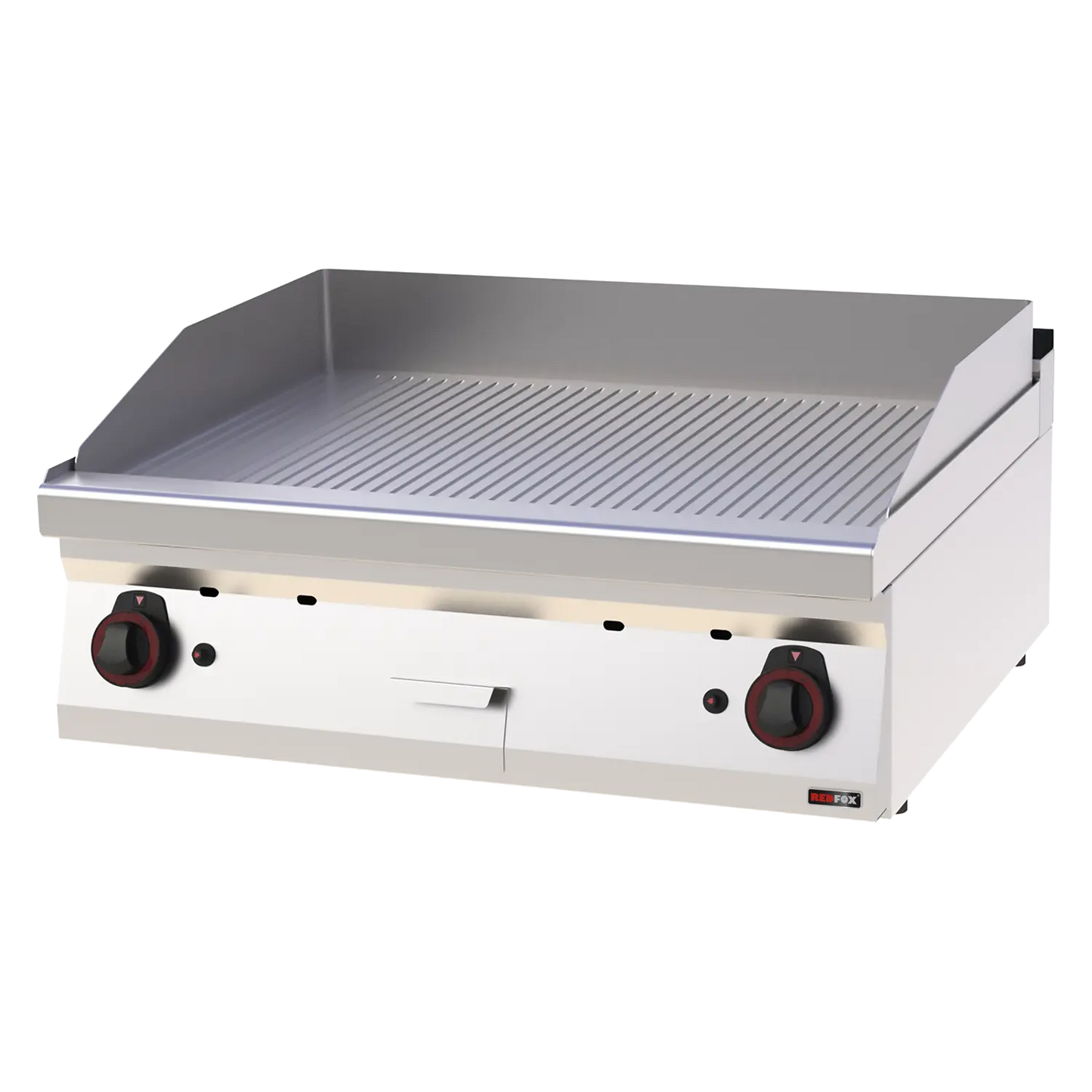Fry-top griddle plate 80x51 gas grooved without cabinet | REDFOX - FTR 70/08 G