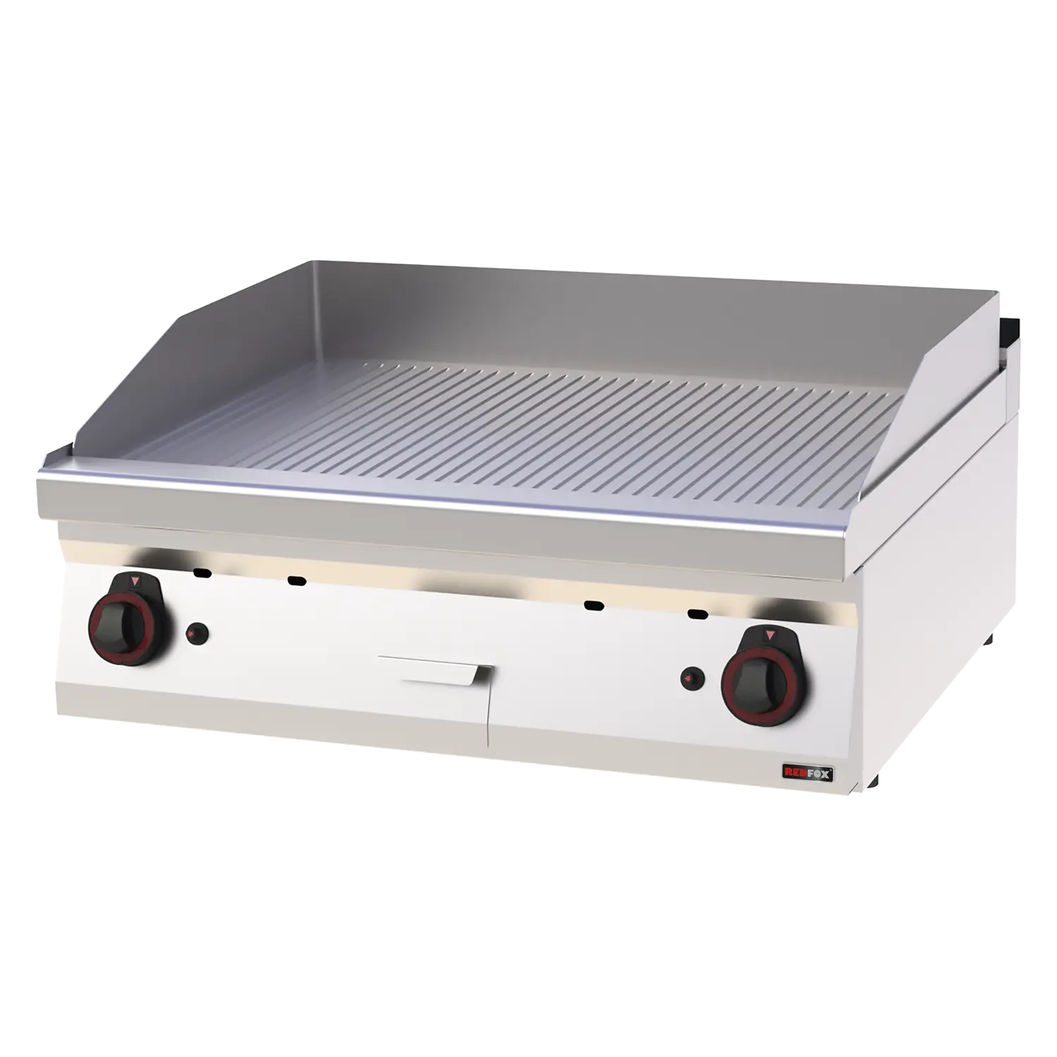 Fry-top griddle plate 80x51 gas grooved without cabinet | REDFOX - FTR 70/08 G