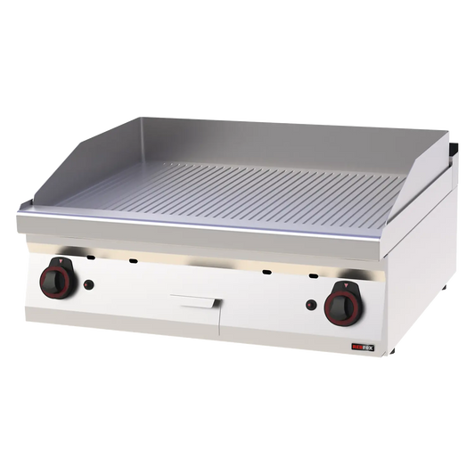 Fry-top griddle plate 80x51 gas grooved without cabinet | REDFOX - FTR 70/08 G