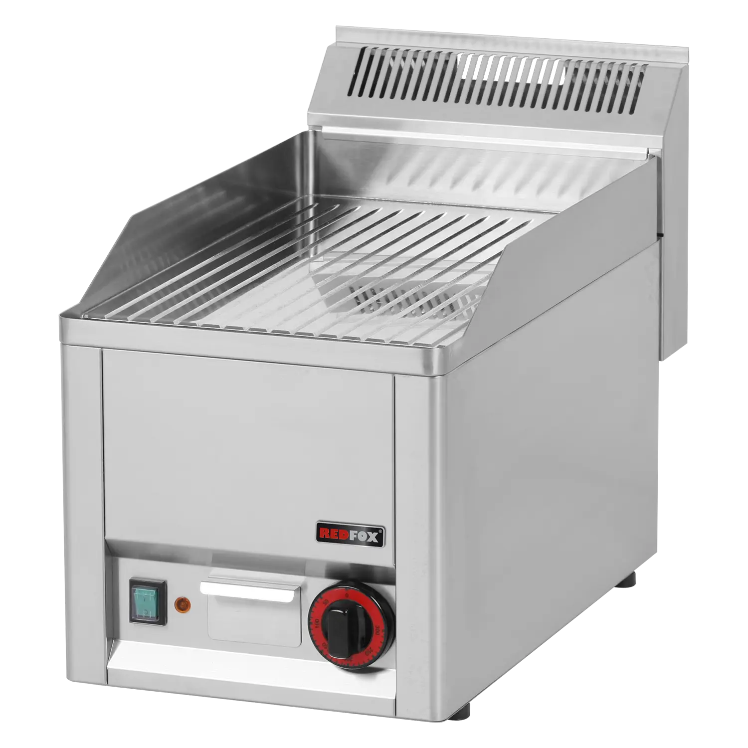 Fry-top griddle plate 32x48 electric chromed grooved without cabinet 230 V | REDFOX - FTRC 30 EL