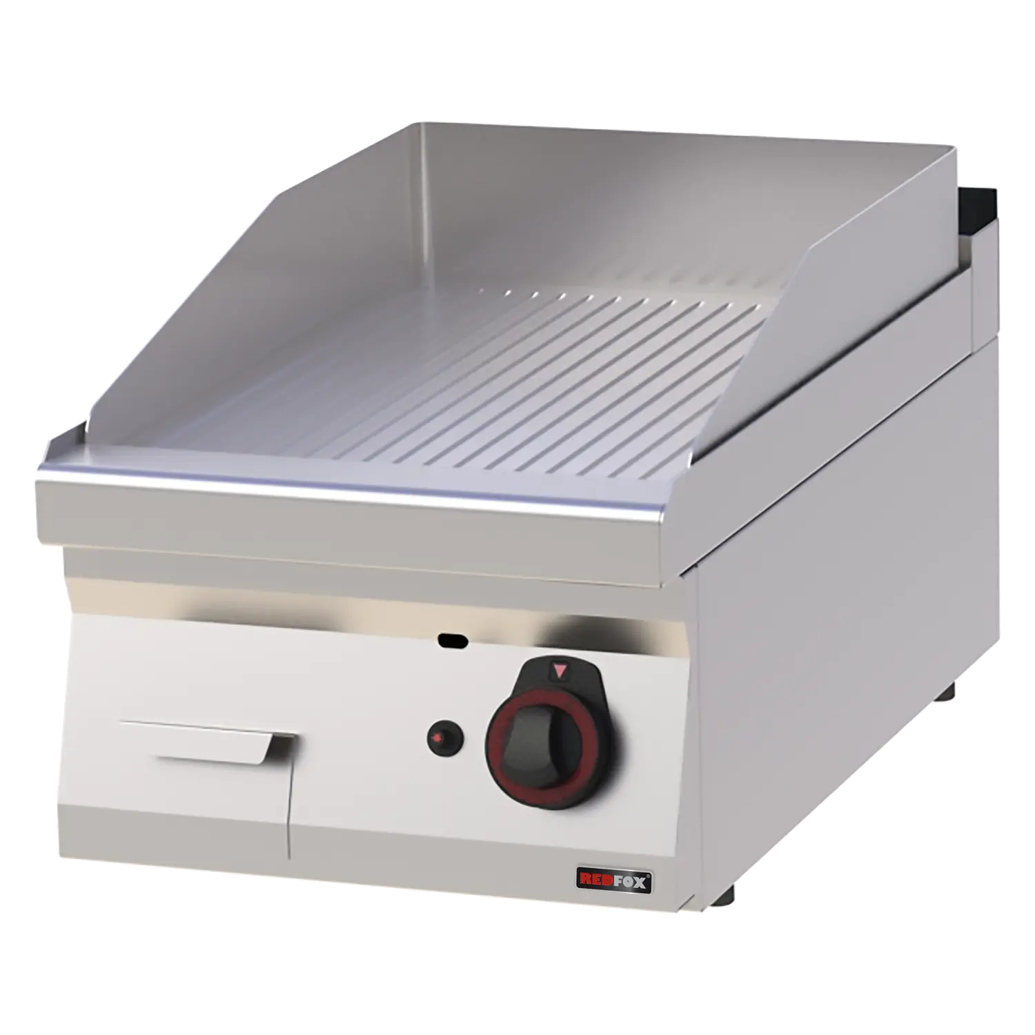 Fry-top griddle plate 40x51 gas chromed grooved without cabinet | REDFOX - FTRC 70/04 G