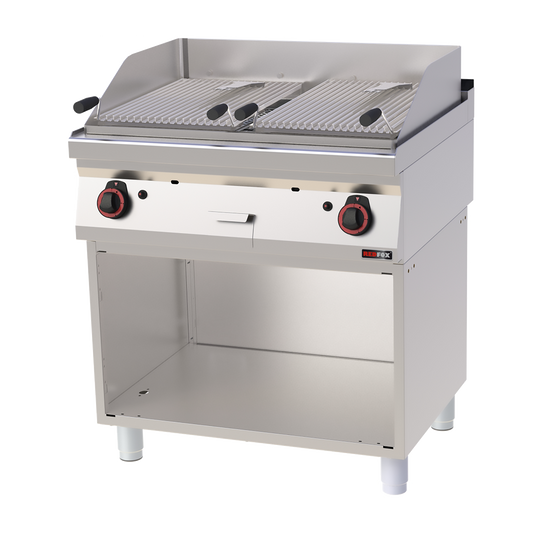 Lava stone grill gas 2 cooking areas 2x 52x36 on open cabinet | REDFOX - GL 70/80 G