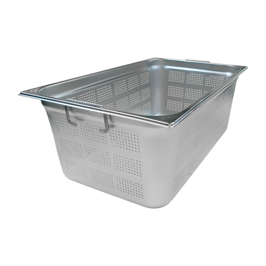 GN container perforated GN 1/1 - 200 handles stainless steel | REDFOX - GND 1/1-200 U