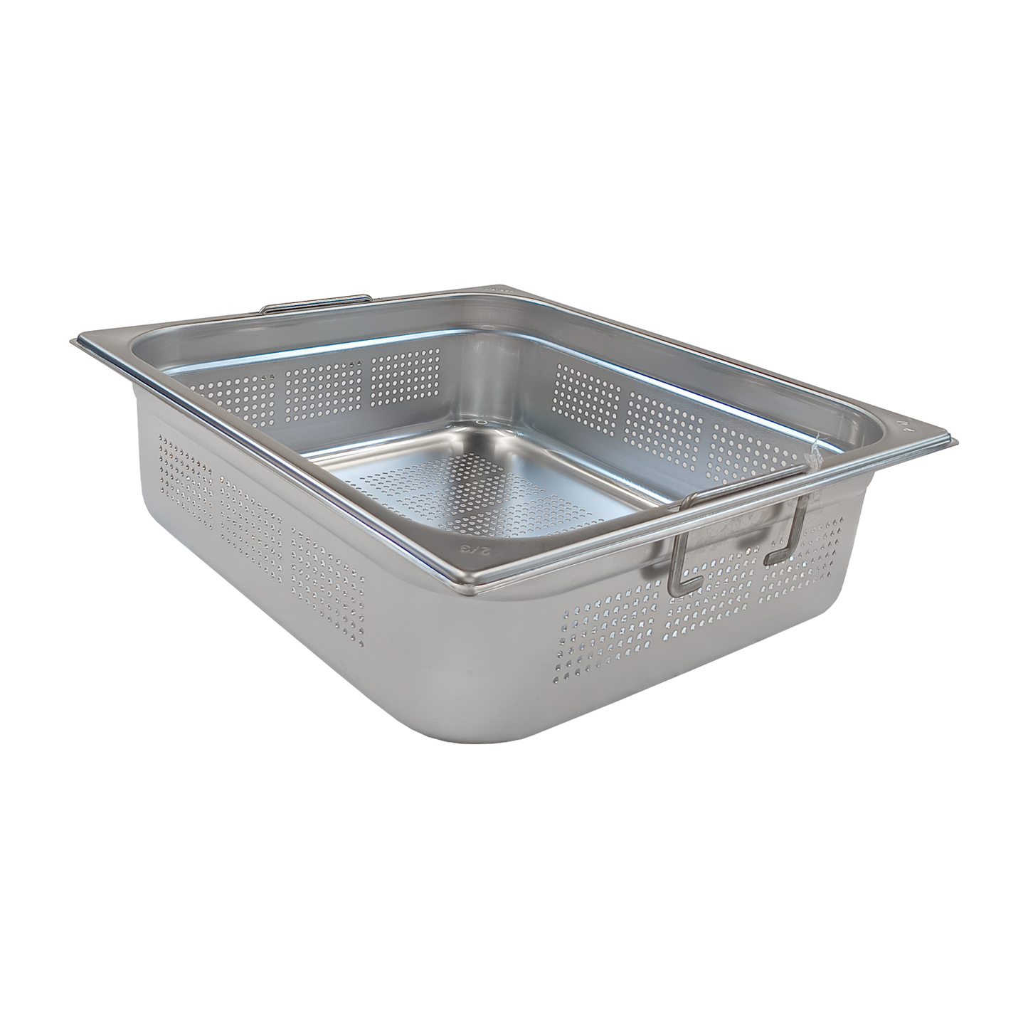 GN container perforated GN 2/3 - 100 handles stainless steel | REDFOX - GND 2/3-100 U