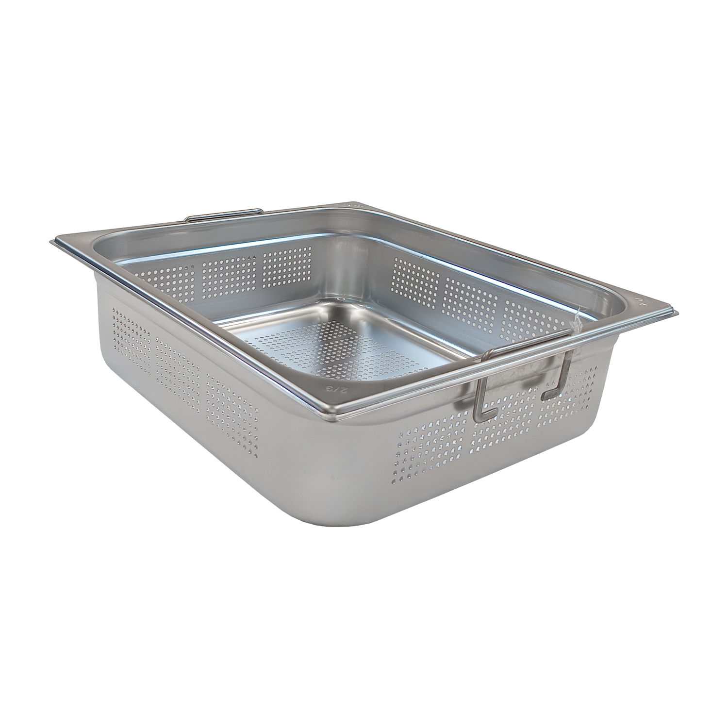 GN container perforated GN 2/3 - 100 handles stainless steel | REDFOX - GND 2/3-100 U