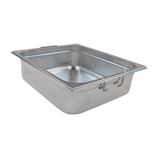 GN container perforated GN 2/3 - 100 handles stainless steel | REDFOX - GND 2/3-100 U