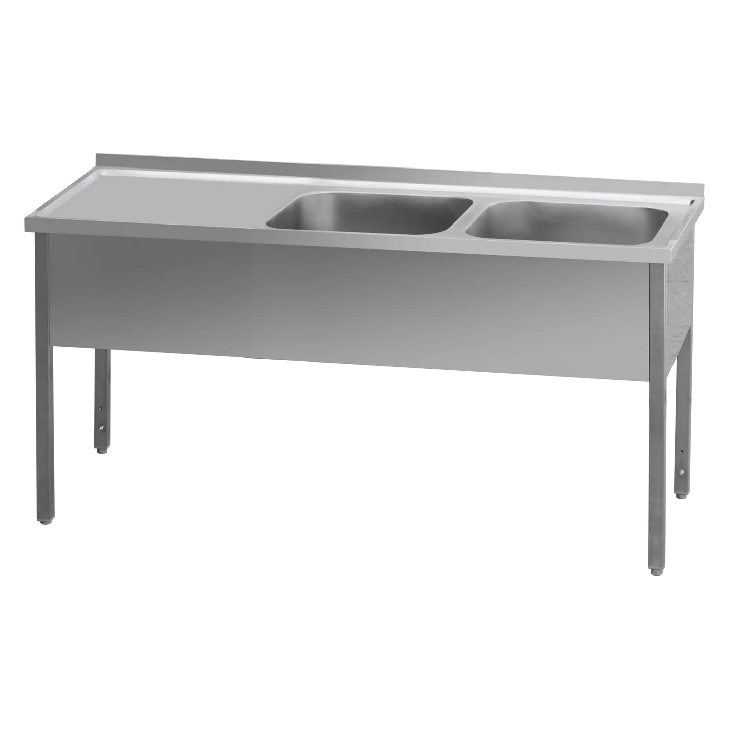 Washing table 210x70x90 - 2x sink 60x50x30 drain area left | REDFOX - MSDOL 7021