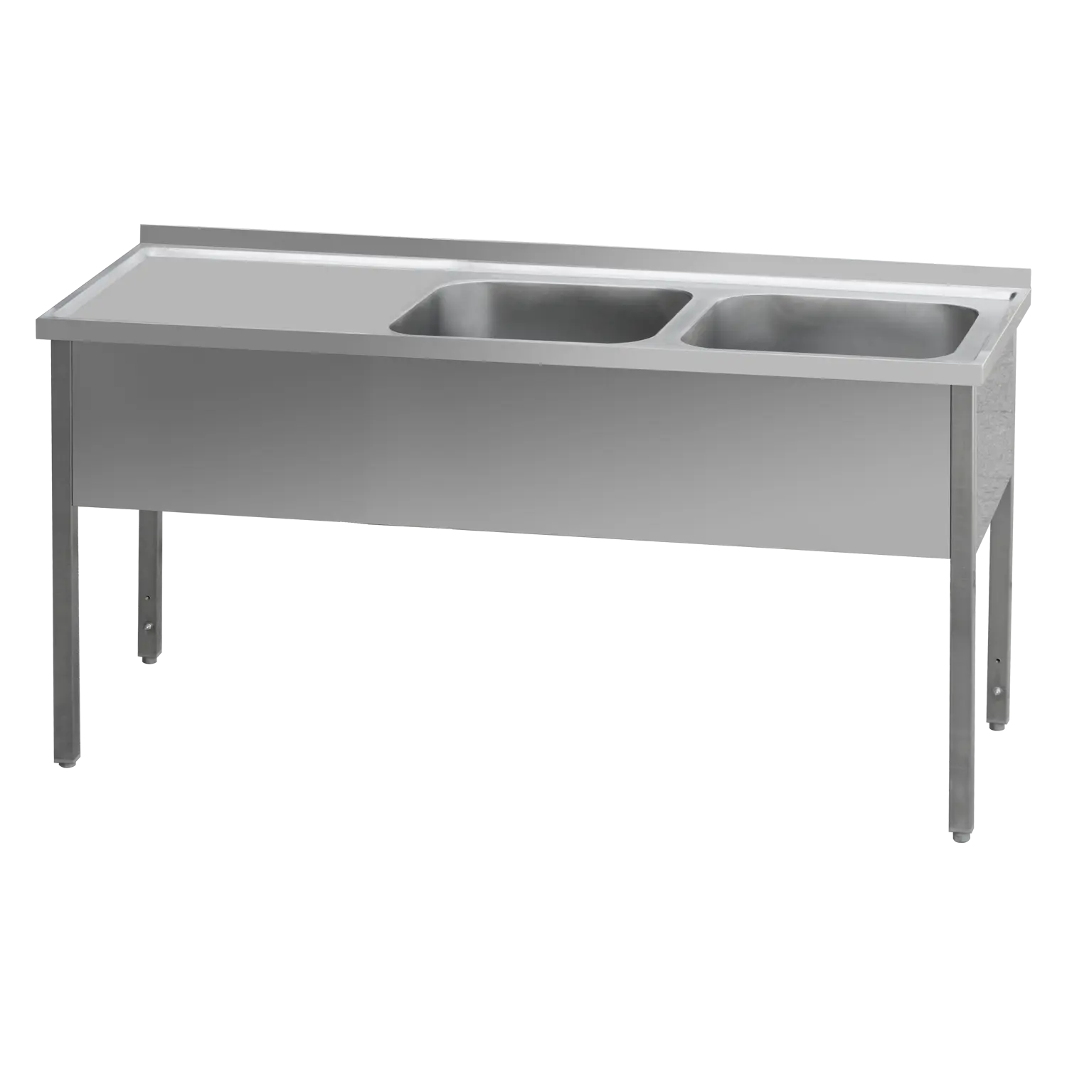 Washing table 210x70x90 - 2x sink 60x50x30 drain area left | REDFOX - MSDOL 7021