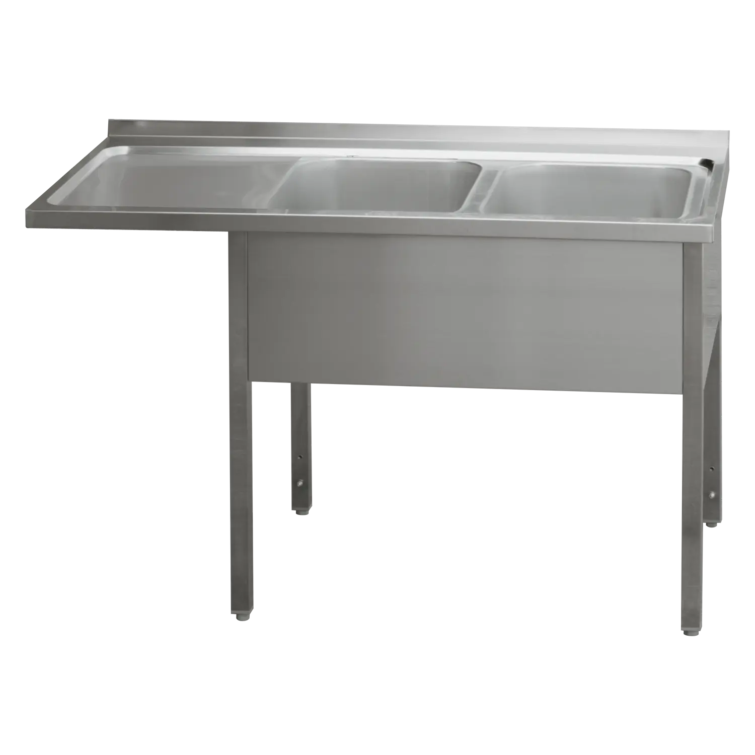 Washing table 210x70x90 - 2x sink 60x50x30 drain area left | REDFOX - MSDOL/M 7021