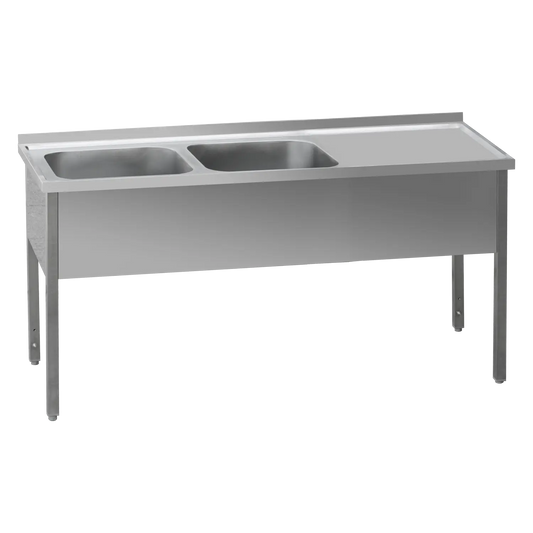 Washing table 140x70x90 - 2x sink 40x50x30 drain area right | REDFOX - MSDOP 7014