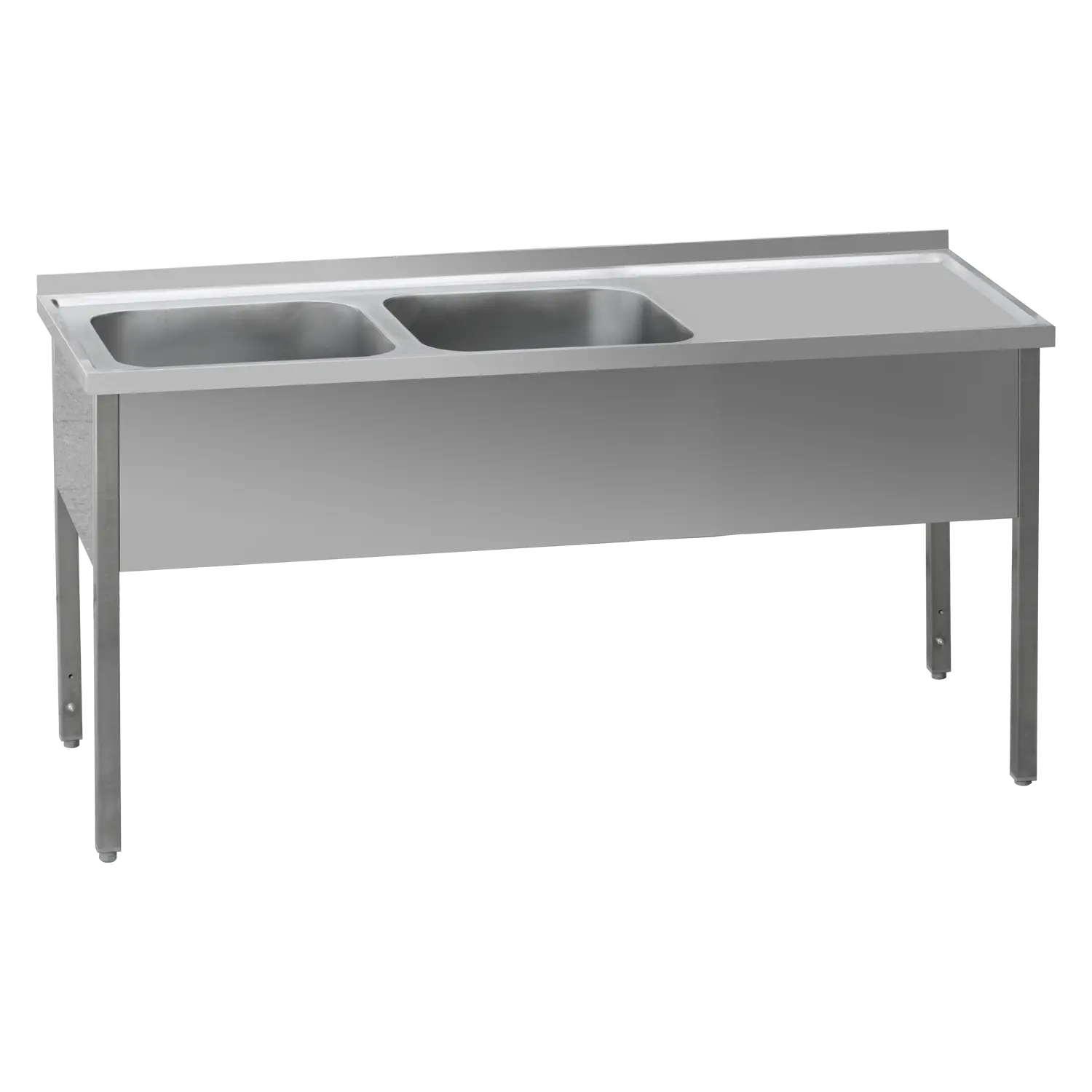 Washing table 190 -x70x90 - 2x sink 40x50x30 drain area right | REDFOX - MSDOP 7019