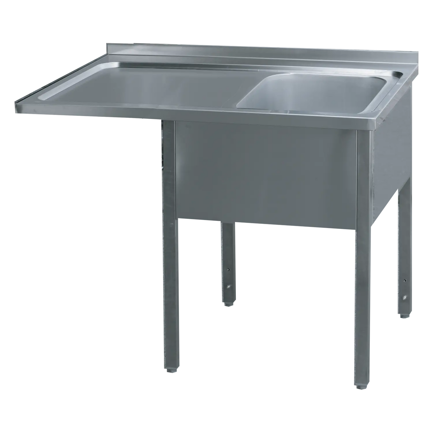 Washing table 160x70x90 - 1x sink 50x40x30 drain area left | REDFOX - MSJOL/M 7016