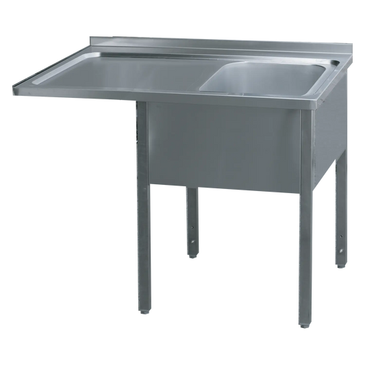 Washing table 160x70x90 - 1x sink 50x40x30 drain area left | REDFOX - MSJOL/M 7016