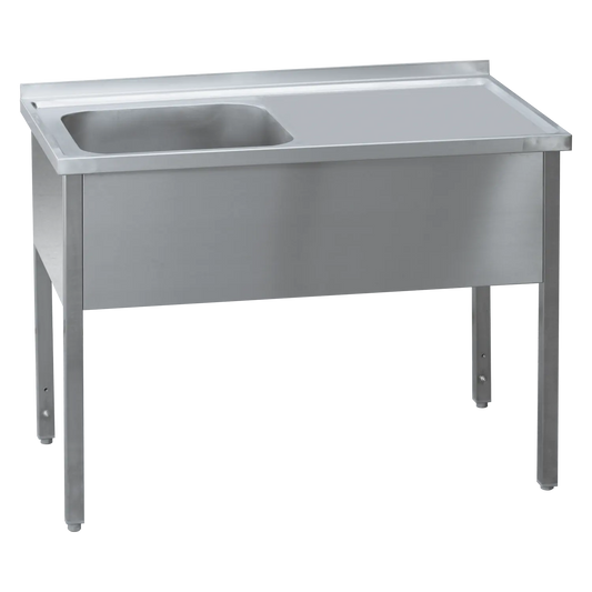 Washing table 120x60x90 - 1x sink 50x40x30 drain area right | REDFOX - MSJOP 6012