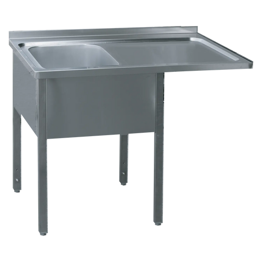 Washing table 160x70x90 - 1x sink 50x40x30 drain area right | REDFOX - MSJOP/M 7016