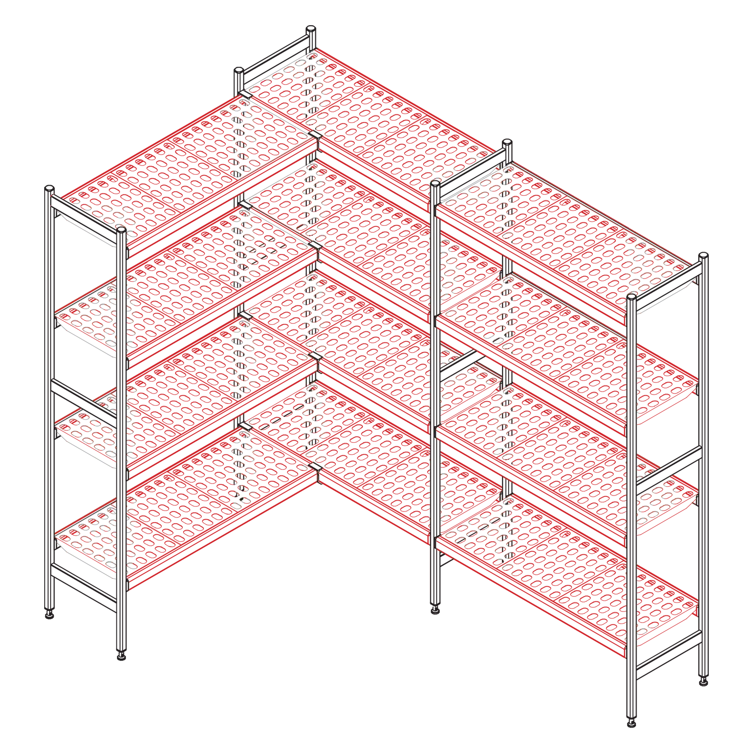 Aluminium shelf with polyethylen grids complete 373x532 mm  | RM - Police 373 / 532 mm