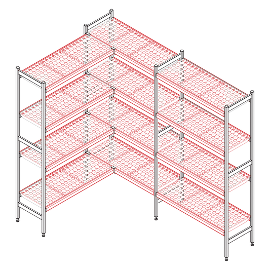 Aluminium shelf with polyethylen grids complete 475x974 mm  | RM - Police 475 / 974 mm