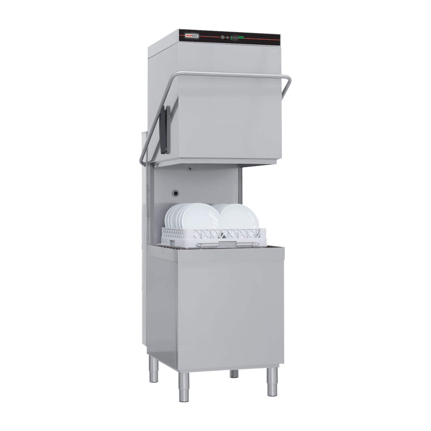 Hood type dishwasher single skin with drain pump controls on TOP 50x50 - 400 V | REDFOX - QQI 102 P/TOP