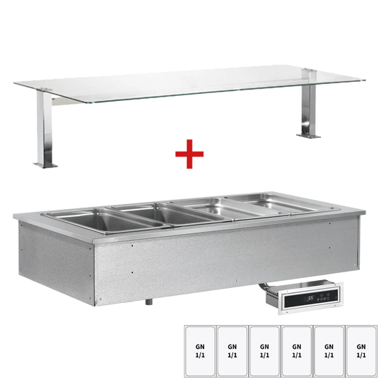Cooling dispensing tray, drop-in GN 6-1/1 - 200mm, LED lighting, flat glass | RM - SL GREEN+ 6 SOV LED FLAT
