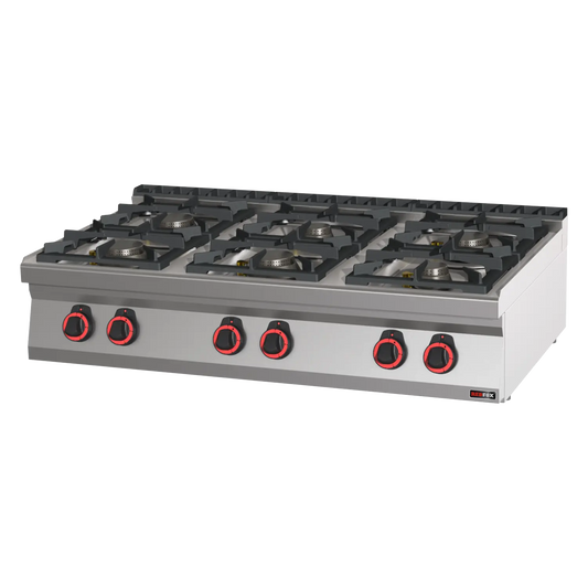Cooking range gas 6x burner without cabinet | REDFOX - SP 70/012 G