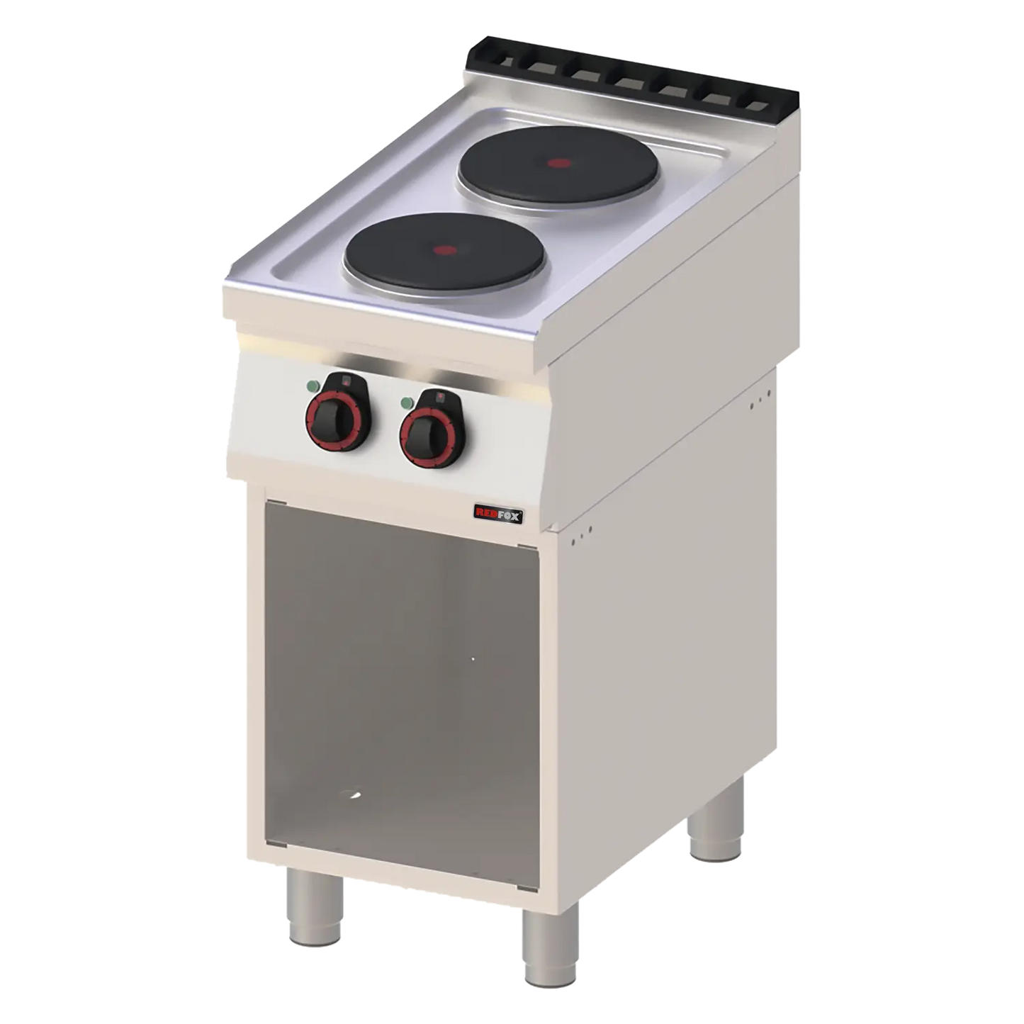 Cooking range electric 2x plate on open cabinet 400 V | REDFOX - SP 70/40 E