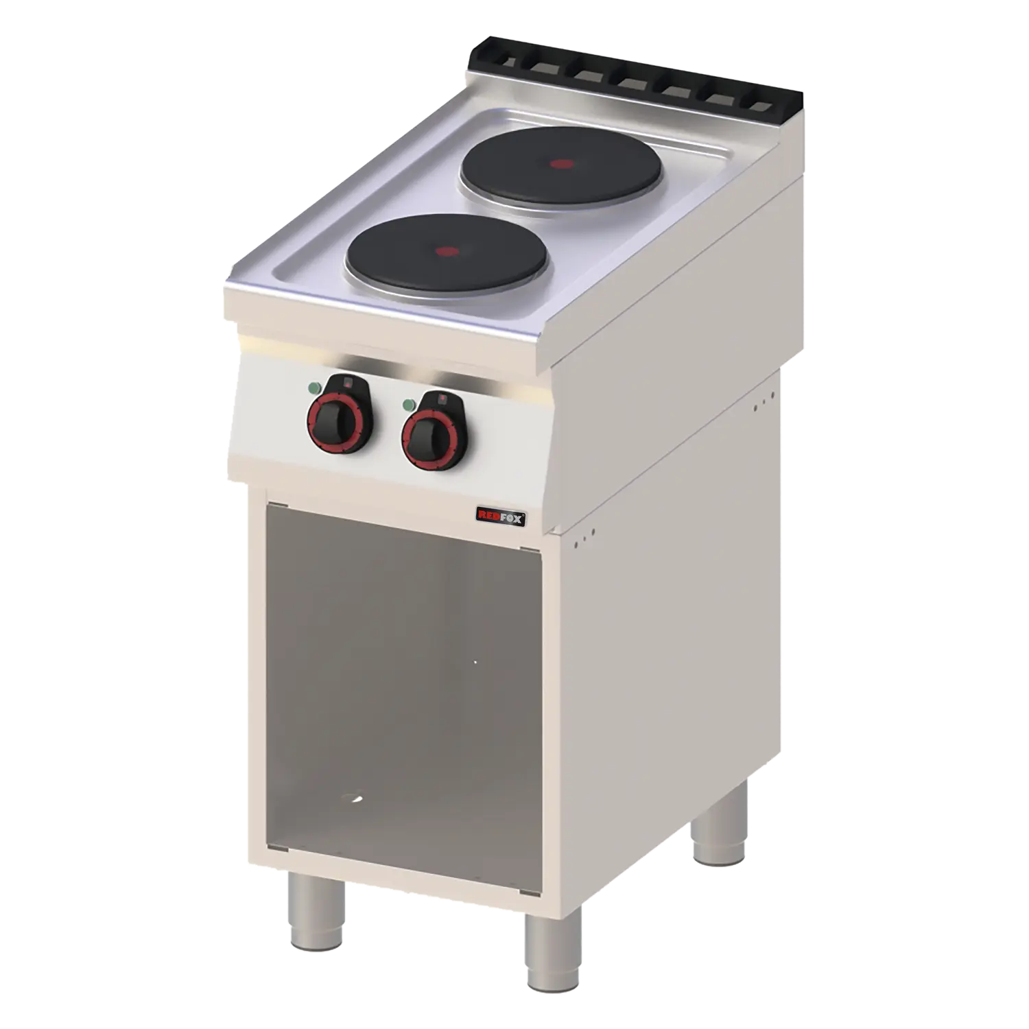 Cooking range electric 2x plate on open cabinet 400 V | REDFOX - SP 70/40 E