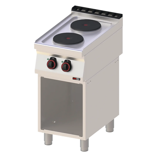 Cooking range electric 2x plate on open cabinet 400 V | REDFOX - SP 70/40 E