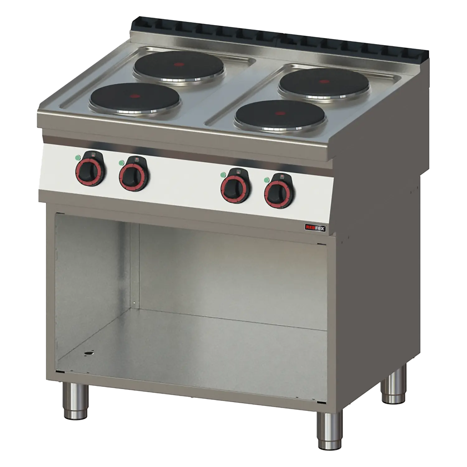Cooking range electric 4x plate on open cabinet 400 V | REDFOX - SP 70/80 E