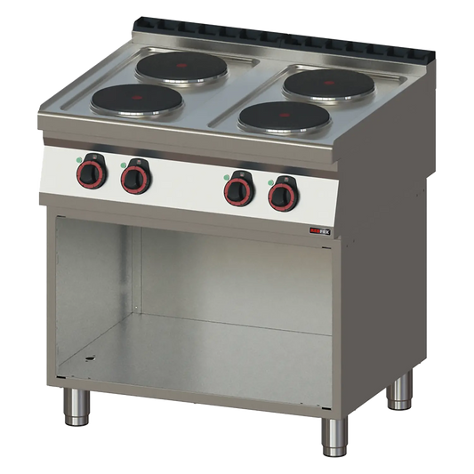 Cooking range electric 4x plate on open cabinet 400 V | REDFOX - SP 70/80 E