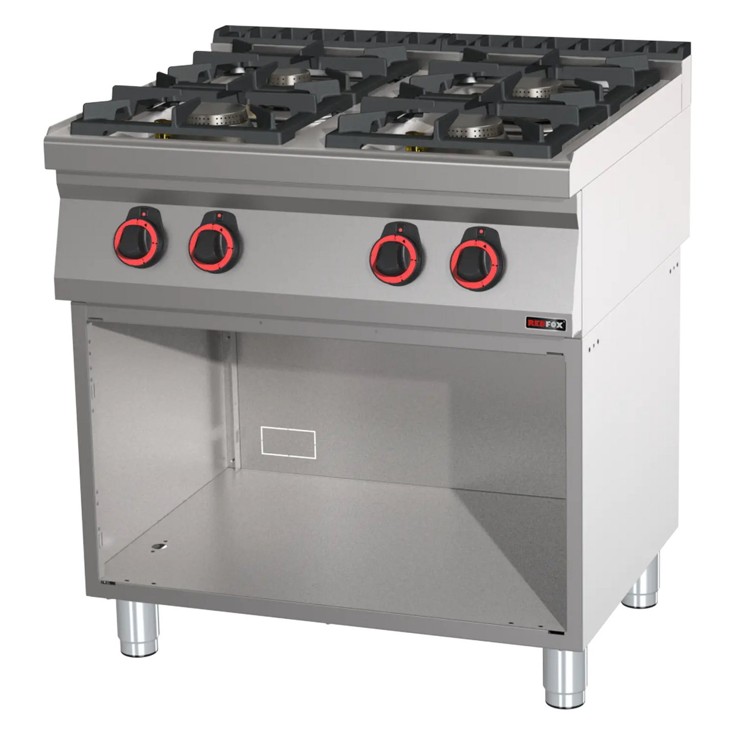 Cooking range gas 4x burner on open cabinet | REDFOX - SP 70/80 G