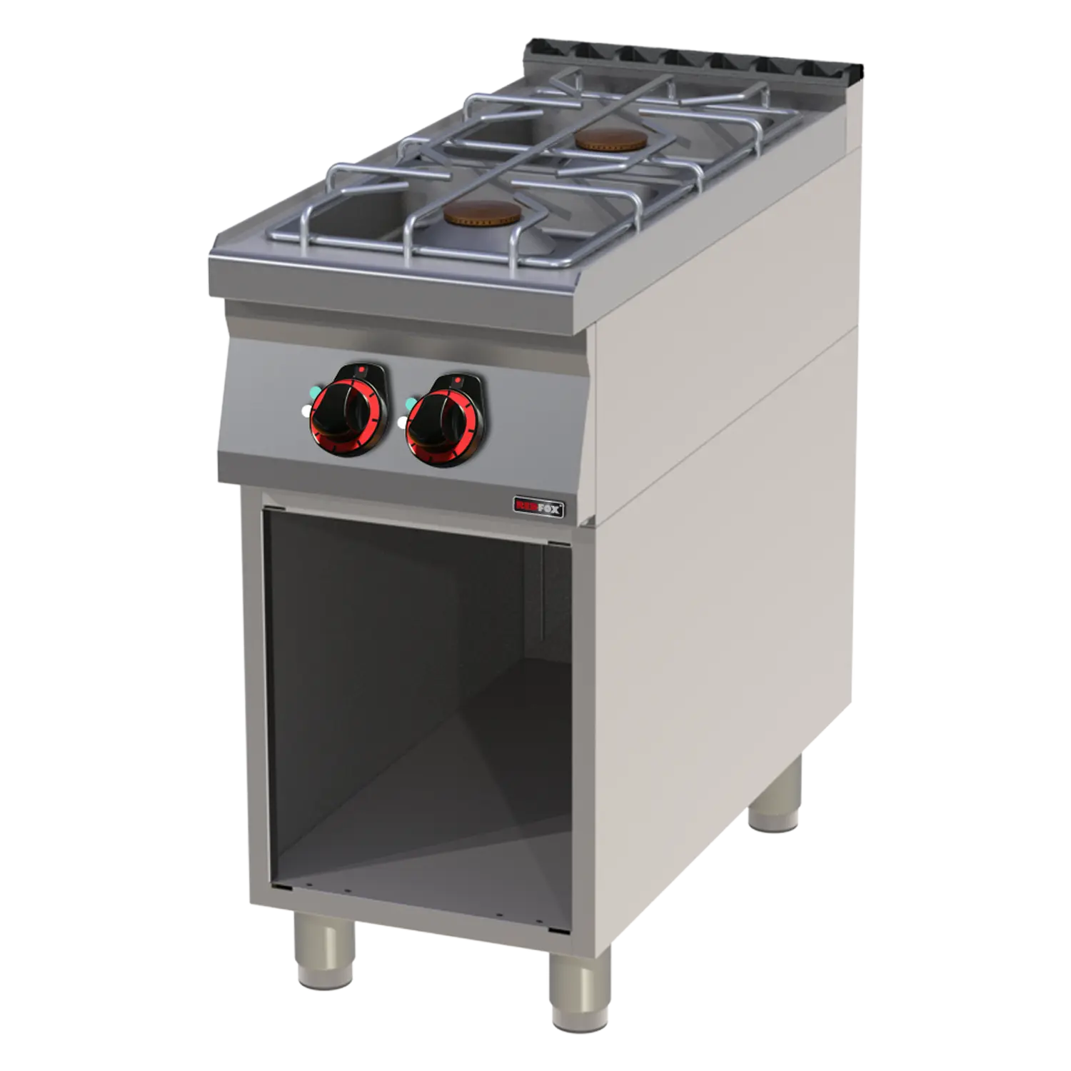 Cooking range gas 2x burner on open cabinet | REDFOX - SP 90/40 G